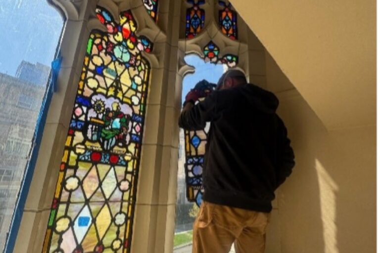 Restoration of O’Dea’s Stained Glass Has Begun
